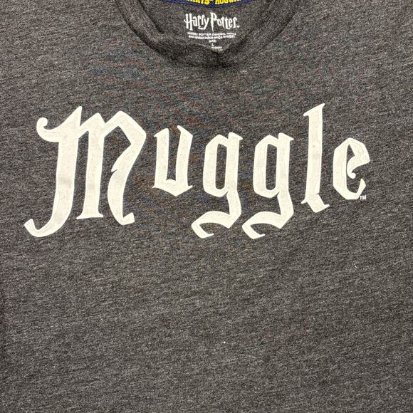 Harry Potter T-Shirt Youth Size L Gray Short Sleeve Crewneck Muggle Print Cotton - Picture 3 of 7